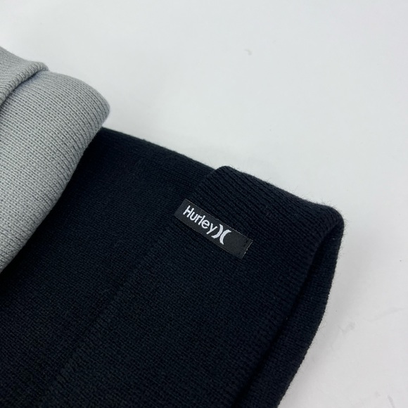 HURLEY 2 PACK BEANIE SET, GREY & BLACK, ONE SIZE FITS ALL, MAX WARMTH UNISEX - Picture 4 of 12
